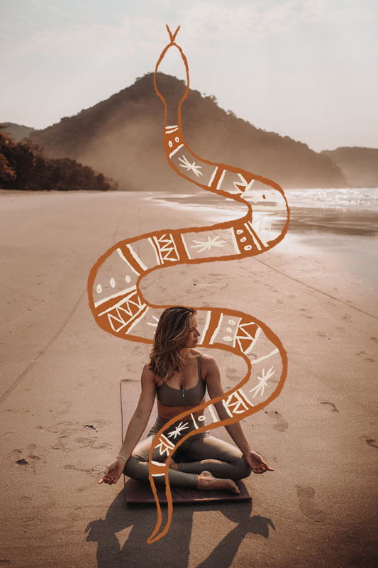 kundalini snake yoga woman at beach
